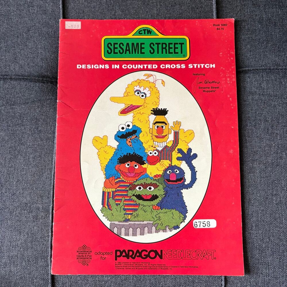 Sesame Street Vintage Counted Cross Stitch Pattern Booklet by Paragon - 1982